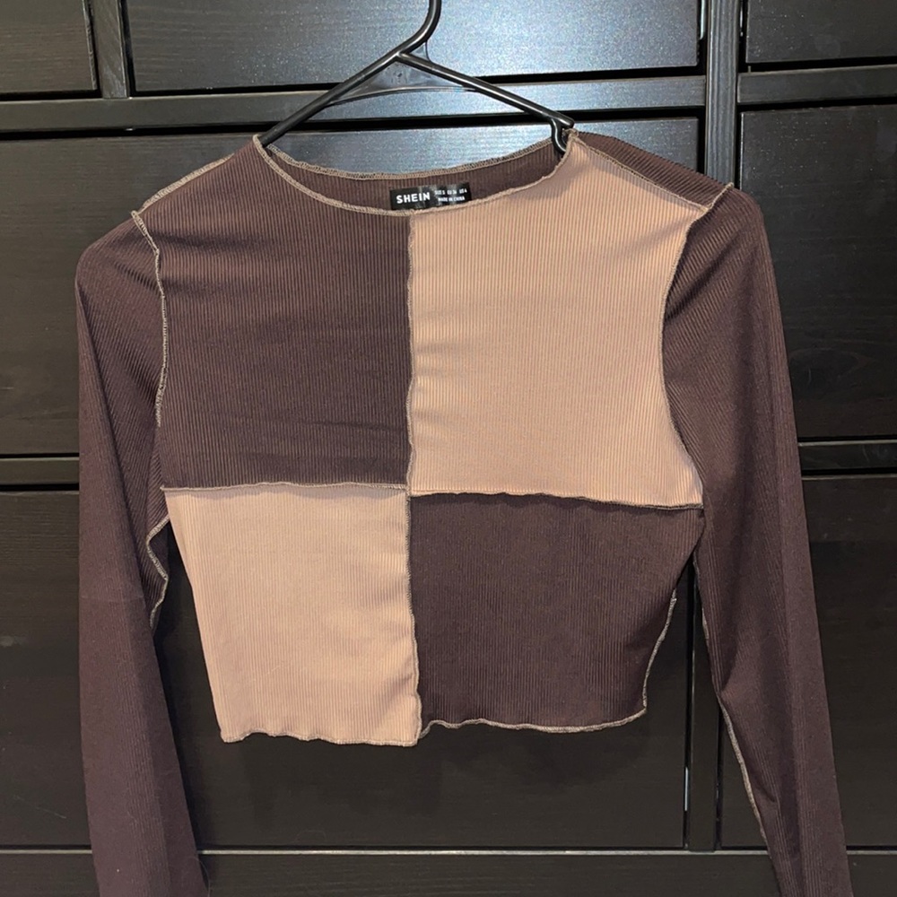Cross Stitch Cropped Long Sleeve Top